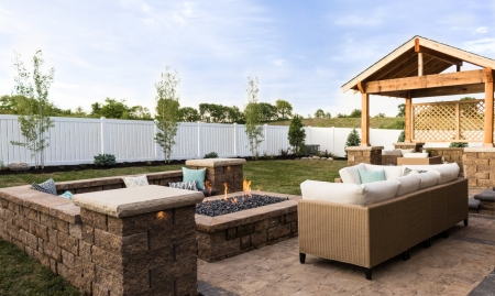 A backyard makeover with a natural gas fire pit